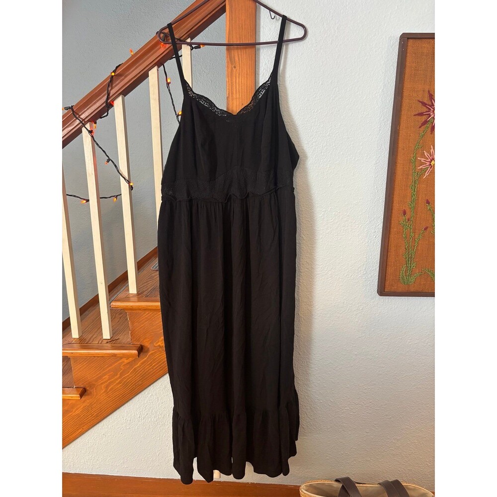 Torrid black lace inset maxi dress washable gauze 3